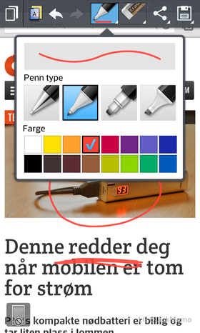 Notatfunksjonen på Optimus G.