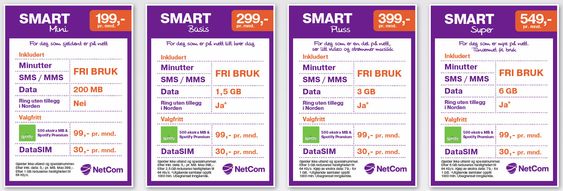 Slik er NetComs nye abonnementer.