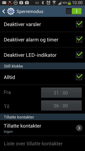 Du kan styre detaljert hvordan eller om Galaxy S4 skal varsle deg om hendelser.