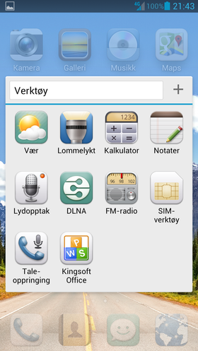 Det fins ingen ekstra app-meny bak hjemmeskjermene her. Dette er alt du får. Dermed blir mapper og orden desto viktigere.