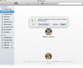Slik ser Airdrop ut på en Mac.