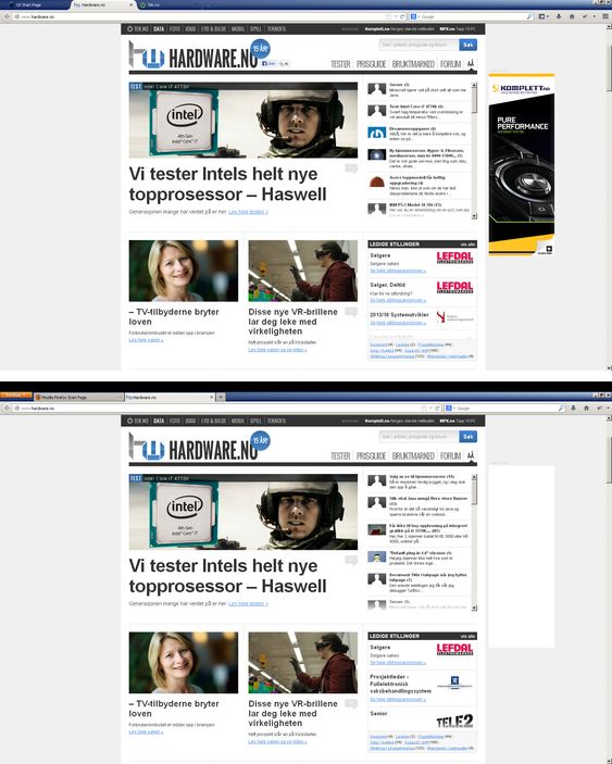 Firefox 21 vs. Firefox 25.