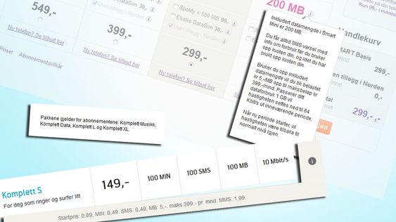 Hos NetCom og Telenor er prisen per megabyte fortsatt på fem kroner med enkelte abonnement.