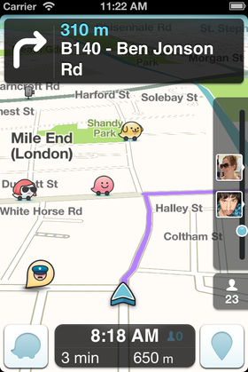 Navigasjonsappen Waze gir deg veiinformasjon fra andre brukere.