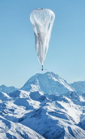 A solar panel hangs below the balloon and provides enough energy to control up or down through air currents.