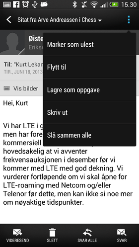 Du kan lagre en e-post som en oppgave, og få påminnelse om å følge den opp senere.