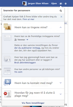 Rediger personverninnstillingene.