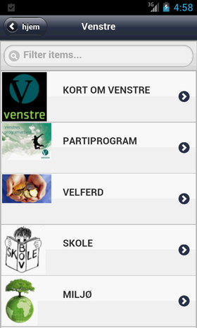 Fra appen Valg2013 (Android-versjonen).