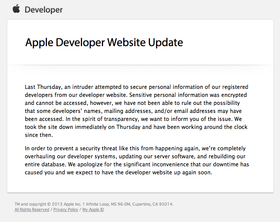 Mailen Apple har sendt ut til utviklere.