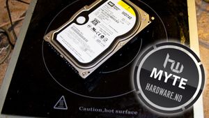 Her «griller» vi en harddisk på en kokeplate