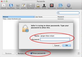 Slik finner du passordlisten i Safari.
