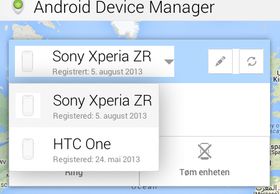 I Android Device Manager får du opp alle enhetene som stotter tjenesten. Du kan endre navn på enheten om du vil.