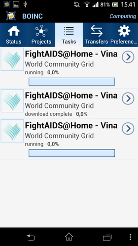 Slik ser BOINC ut på Android.