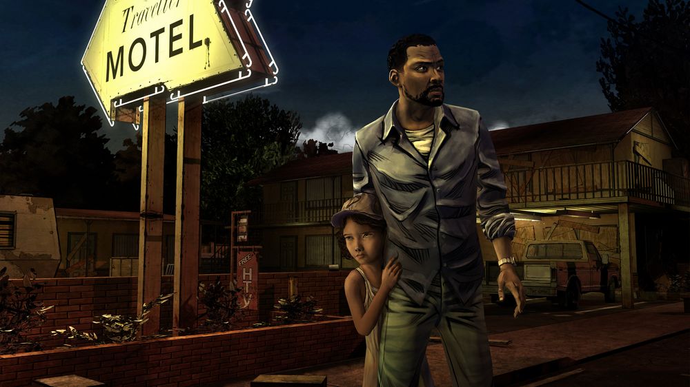 Lee og Clementine får et nært forhold i The Walking Dead. (Skjermbilde: Telltale Games).