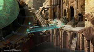 Torment: Tides of Numenera tar i bruk det klassiske fugleperspektivet.