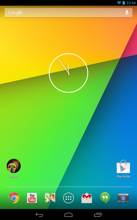 Slik ser en fersk hjemmeskjerm på Nexus 7 med Android 4.3 ut.