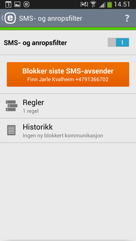 Her kan du blokkere anrop fra uønskede telefonnummere.