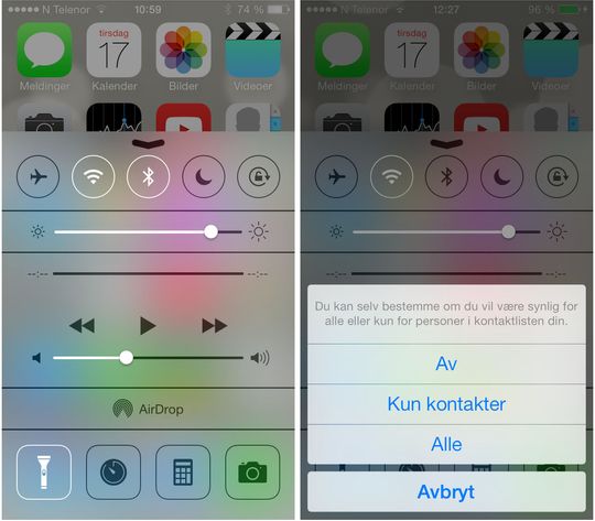 Kontrollsenteret i iOS 7 gir rask tilgang til mye brukte funksjoner.