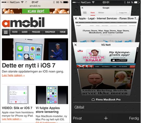 Safari-nettleseren har også fått en rekke forbedringer, blant annet en ny måte å vise fanene på.