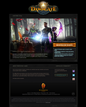 Faksimile av Dawngate-nettstedet.