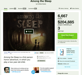 Faksimile av Kickstarter-siden til Among the Sleep.