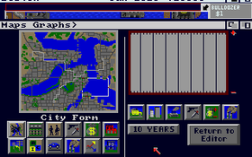 Kartet på Amiga-versjonen av SimCity.