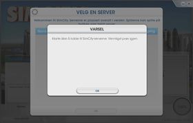 En av mange feilmeldinger som har møtt brukere av SimCity.