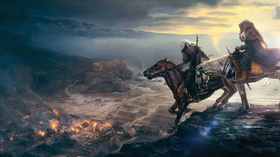 Geralt rir mot konflikt. (Bilde: Game Informer)