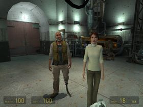 Dr. Mossman og Eli reagerer ikke på at du løper tulling i Half-Life 2.