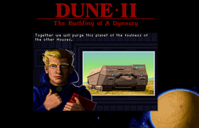 Skjermbilde fra nettleserutgaven av Dune II.