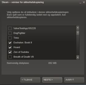 Veiviser for sikkerhetskopiering.