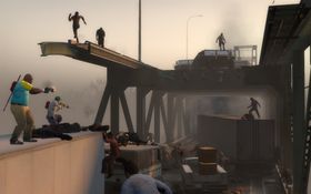 Fullt skytekaos i Left 4 Dead 2.
