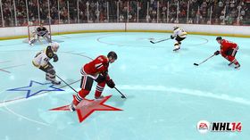 Legg merke til den blå isen og stjernene under spillerne i «NHL ’94 Anniversary Mode».