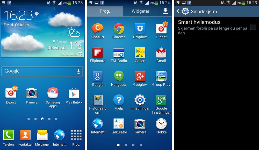 Menyene i Galaxy S4 Mini likner på de vi støter på i Samsungs toppmodell - men her mangler det også mange funksjoner og valg som toppmodellen kan gi.