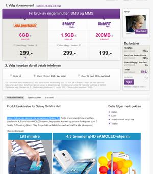 Slik markedsføres Galaxy S4 Mini av NetCom.
