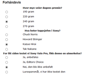 Riktige svar på spørsmålene.