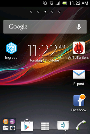 Menyene på Sony Xperia E.