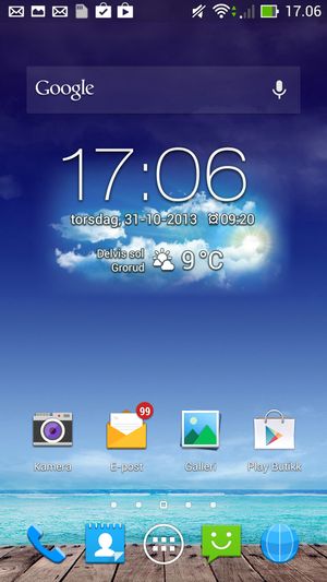 Slik ser hjemmeskjermen på Asus PadFone A86 ut.