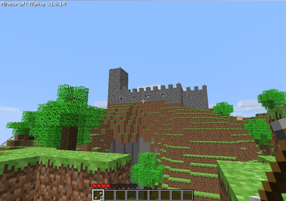 Mitt første slott fra alfa-versjonen av Minecraft.