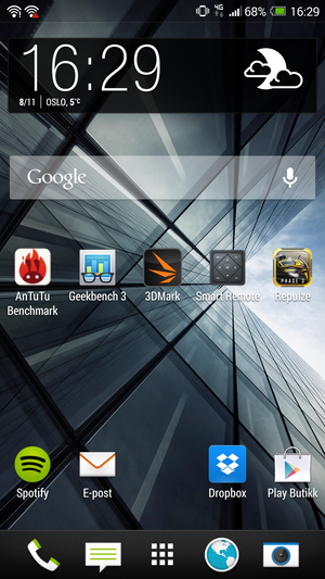 Hjemmeskjermen på HTC One Max. Her er det meste ved det gamle.