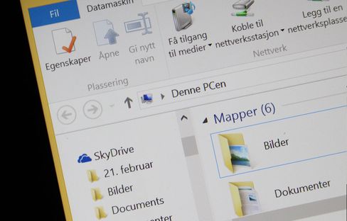 Skydrive kan være standard lagringsmappe.