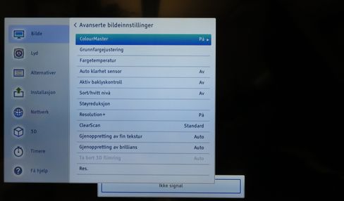 Slik ser innstillingsmenyene ut.