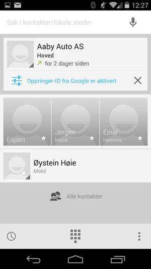 Slik ser den nye ringemenyen ut. Det øverste nummeret slo telefonen opp helt selv.