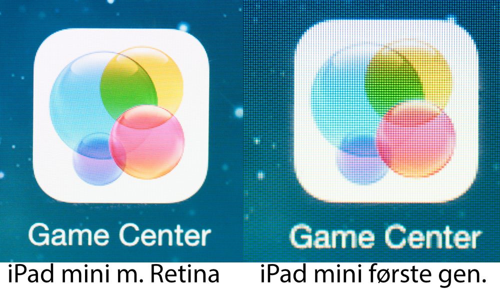 There is a big difference on the screens in the first and second generation iPad mini. View full size for best impression of the differences.