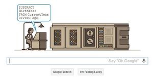 Google hyllet Hopper med denne logoen på mandag.