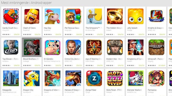 Alle de mest innbringende spillene er gratis å laste ned, takket være "kjøp i app".
