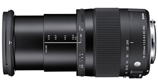18-200mm fullt utfelt.
