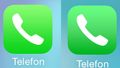 Grønnfargen på ikonene er litt mindre skrikende (iOS 7.1 til høyre).