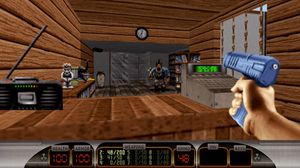 Duke Nukem 3D var et av de første 3D-spillene som satte handlingen til kjente miljøer (bilde: Devolver).