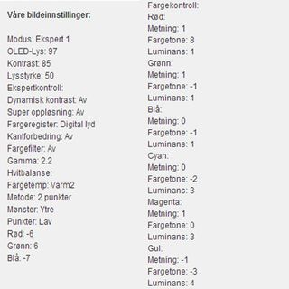 Disse innstillingene gir deg best bilde.